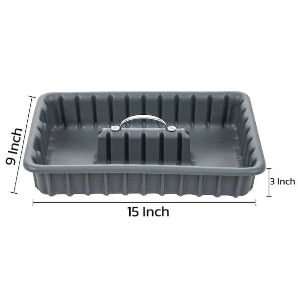Tote Tray, 17 In Pro Grade Gray Polyethylene With 6Dividers